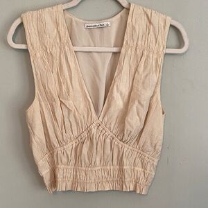 Abercrombie & Fitch Women's Tan V-Neck Tank Top Size Large